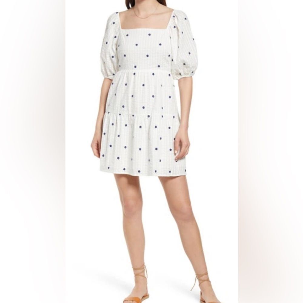Rails Selene Navy Embroidered Daisies Mini Summer Dress